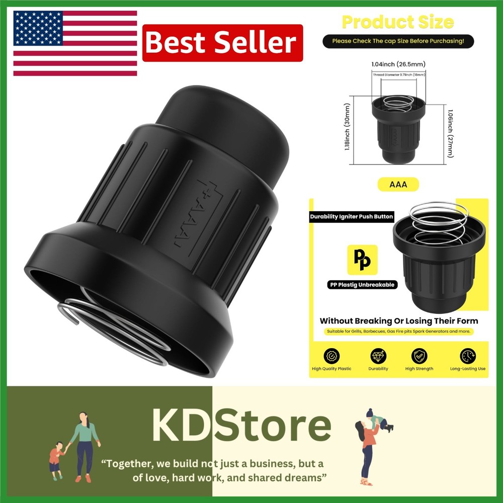 BBQ Gas Grill Spark Igniter Cap Replacement Push Button Switch for AAA Battery