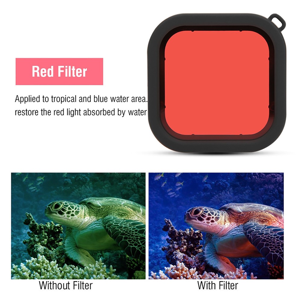 ABS Diving Lens Filter With Rope For 8 Action Camera Waterproof Shellred
