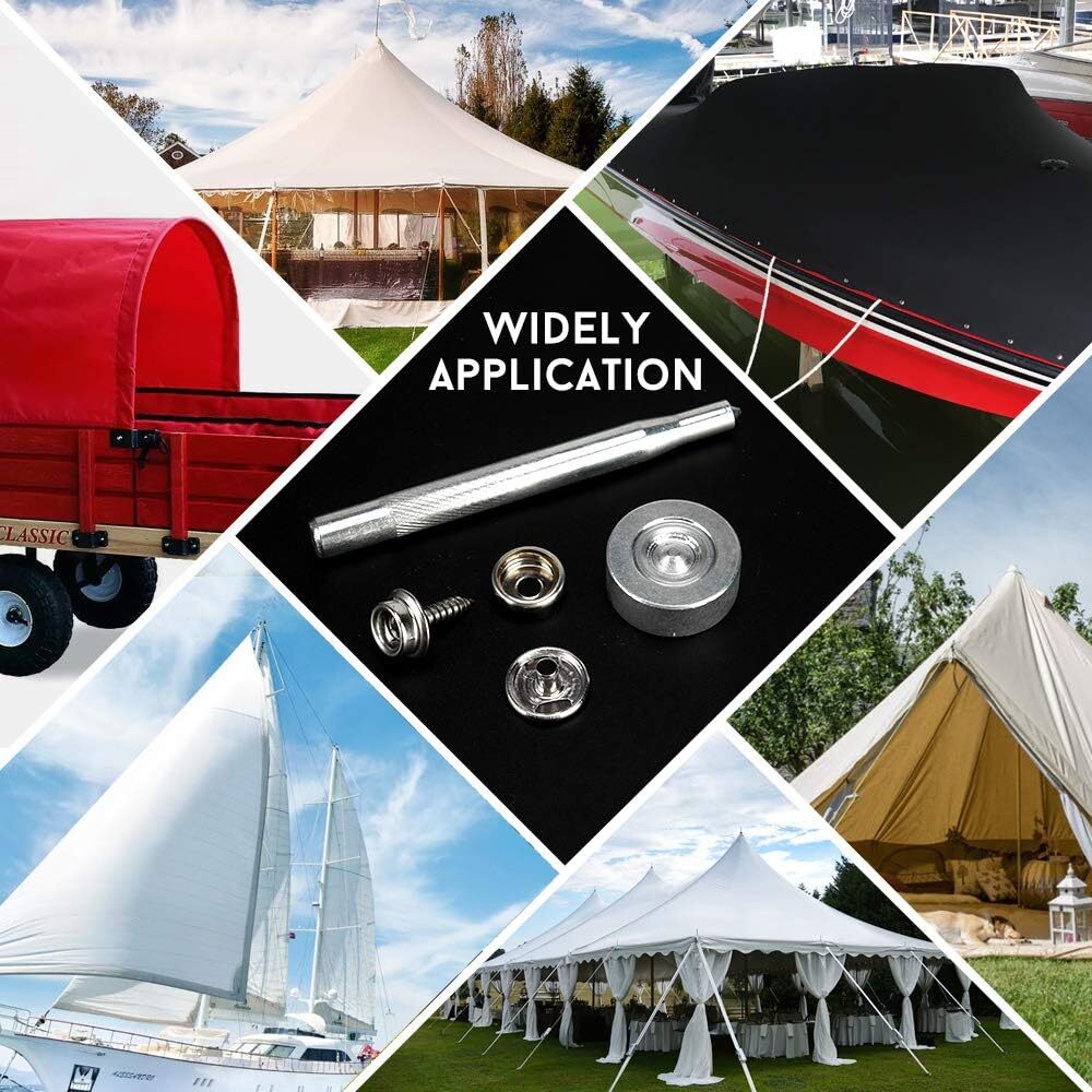 150 PCS Marine Canvas Snap Button Fastener Kit Upholstery Boat Cover Snap Button