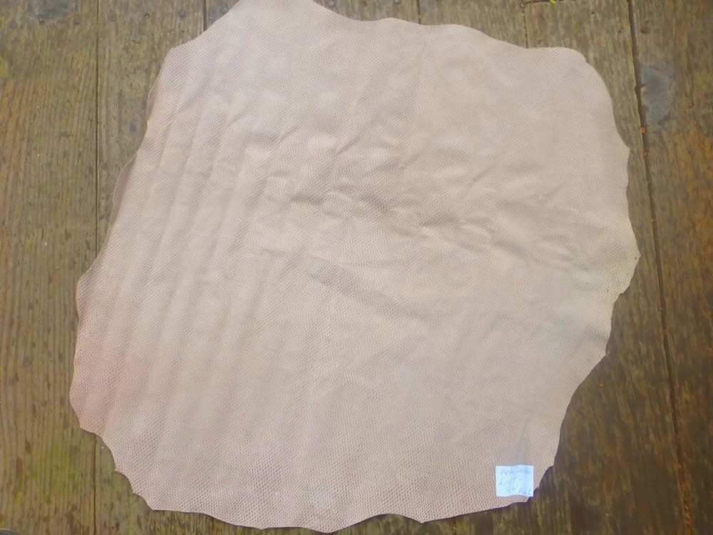 Lambskin leather hide Double Sided Suede/Smooth Dark Beige Lizard Embossed