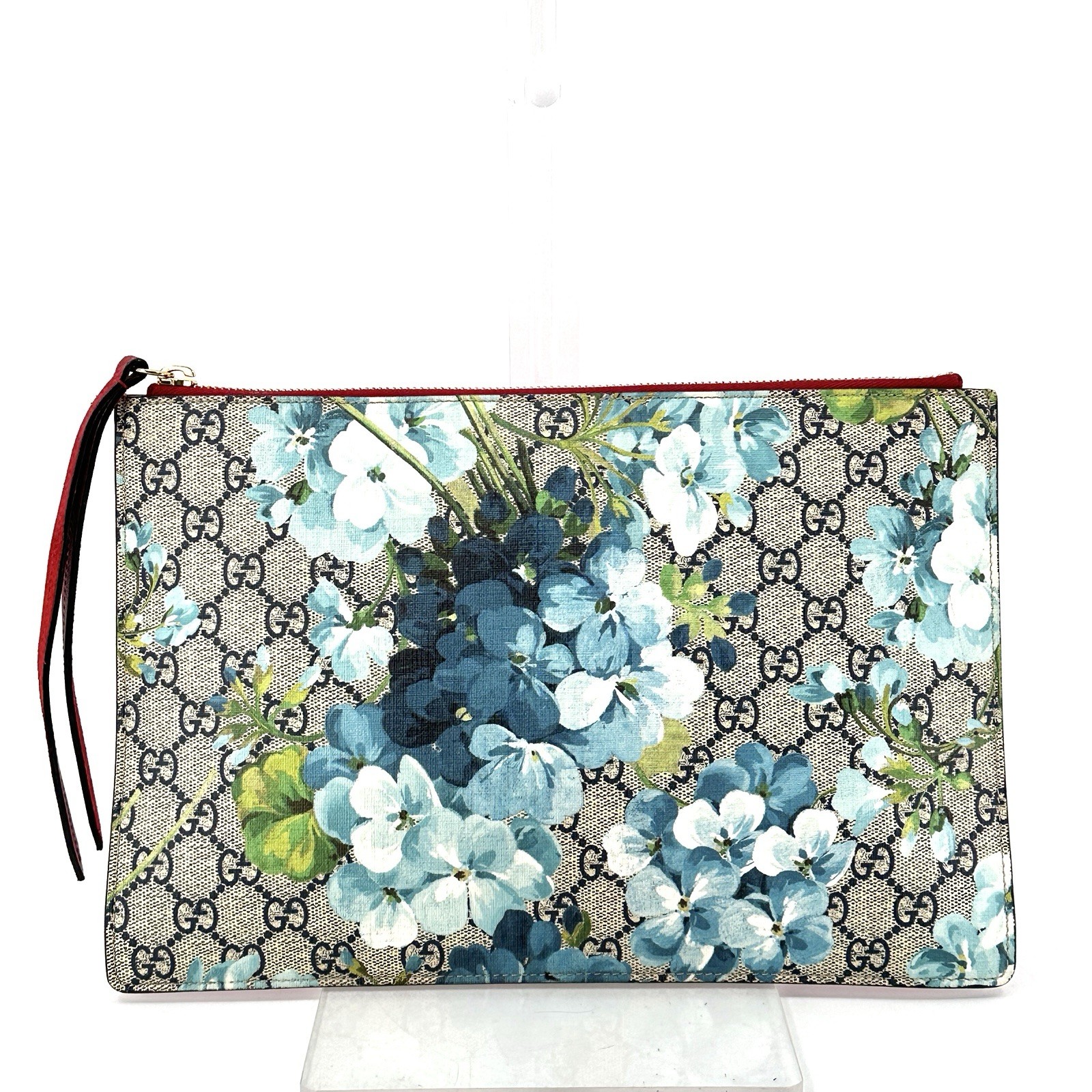 GUCCI Blooms Clutch Bag Purse Flower GG Blue Flora Authentic