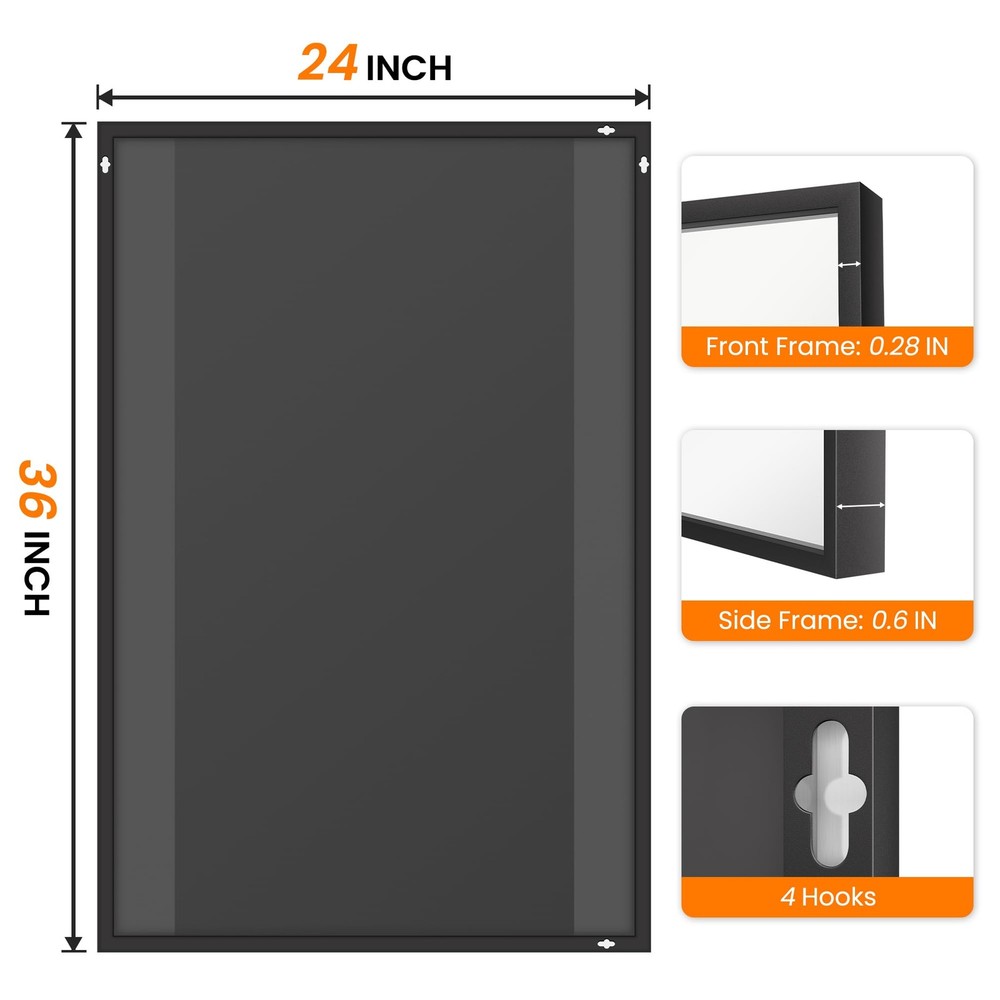 Bathroom Vanity Mirror for Wall, 2 Pack 36" x 24" Metal Framed Rectangular Ba...