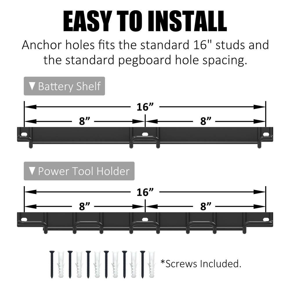 Heavy Duty Power Tool Organizer - Wall Mounted Drill Rack & Tool Shelf