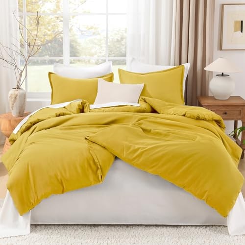 Comforter Set Size, 3 Pieces Lightweight Solid Bedding King Mustard Yellow