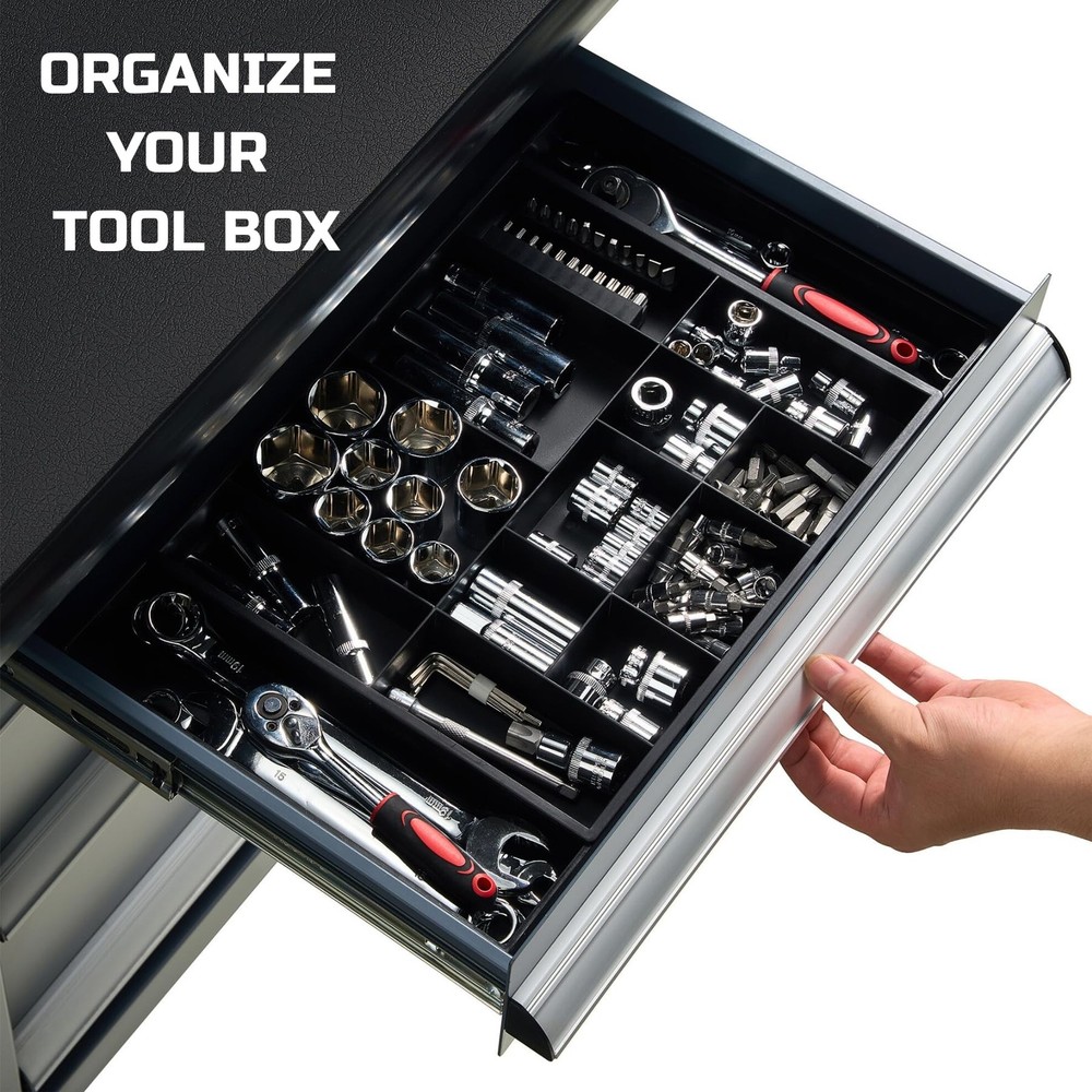 ONREVA Tool Box Organizer Tray Divider Set, Expandable Large Toolbox Storage ...