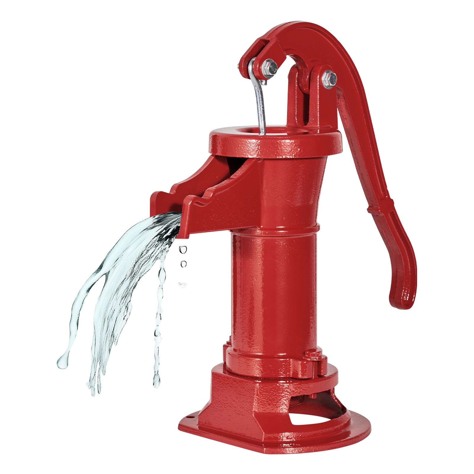 Uimoso Antique Cast Iron Manual Water Pump, 25ft Lift, Red Design
