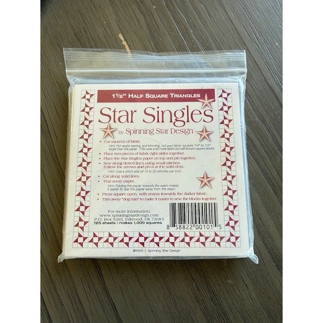 Spinning Star Design Star Singles 1.5 Inch Half Square Triangles 125 Sheets