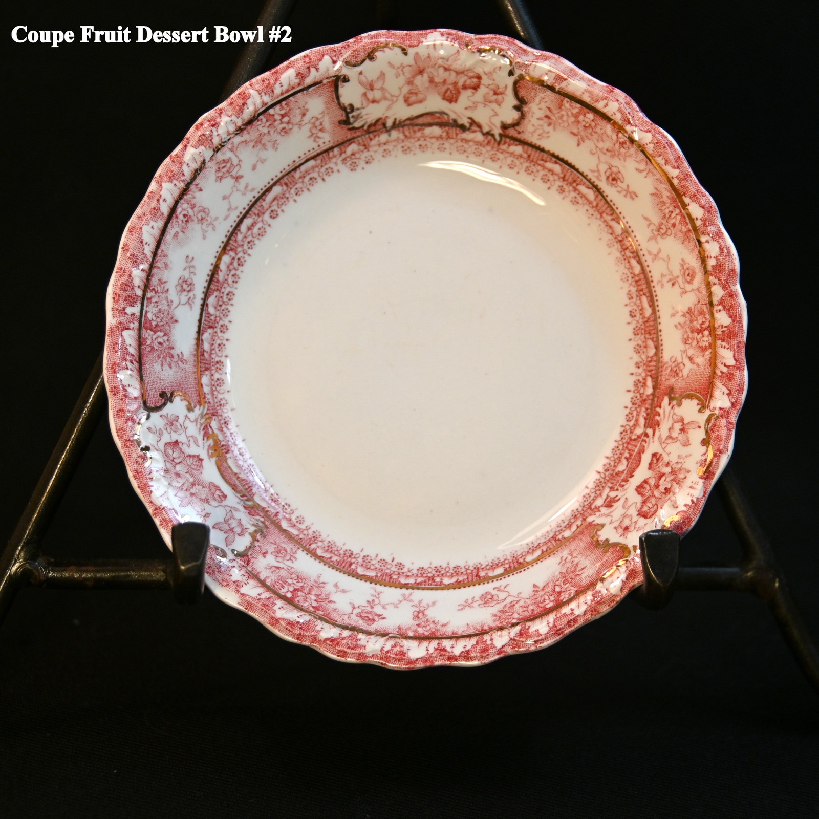 Wedgwood 6 Fruit Dessert Bowls Coupe Phoebe Pink wGold Accents England 1900-1906