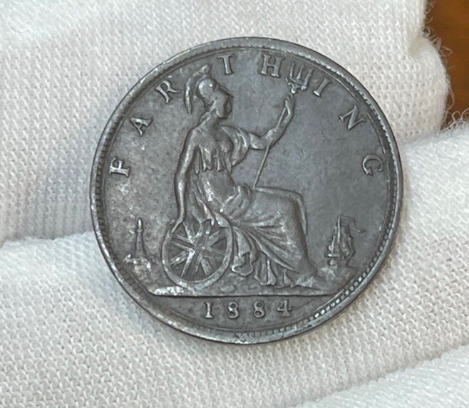 1884 Great Britain One Farthing Coin