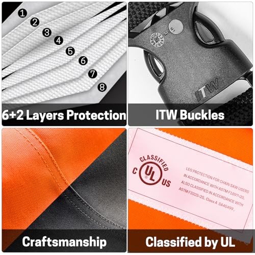 Chainsaw Chaps 8-layer Protective Apron Wrap Medium Size: 36"-38" Orange&black