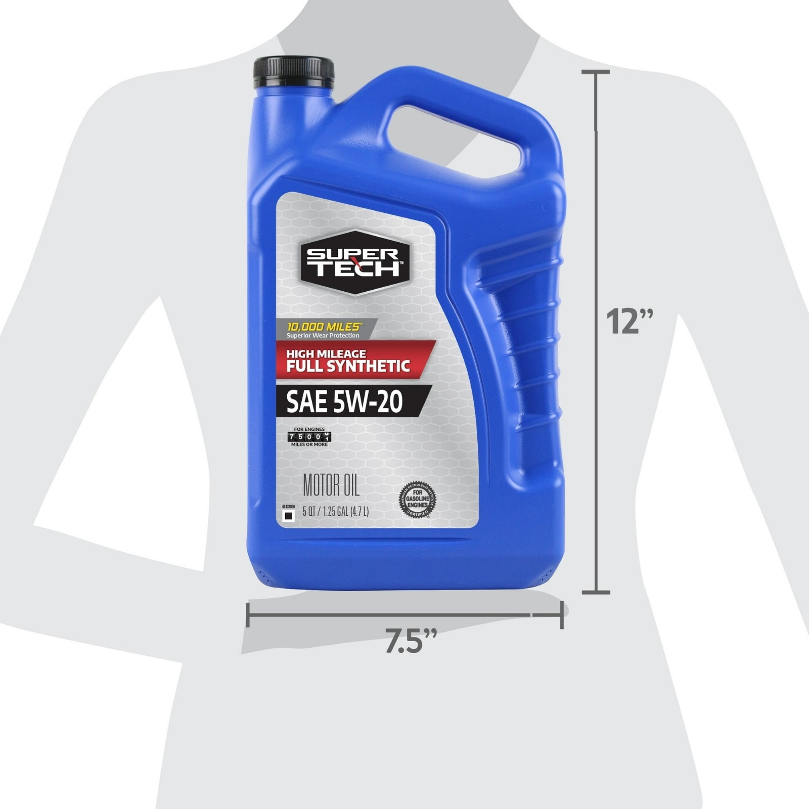 Super Tech High Mileage Full Synthetic SAE 5W-20 Motor Oil, 5 Quarts