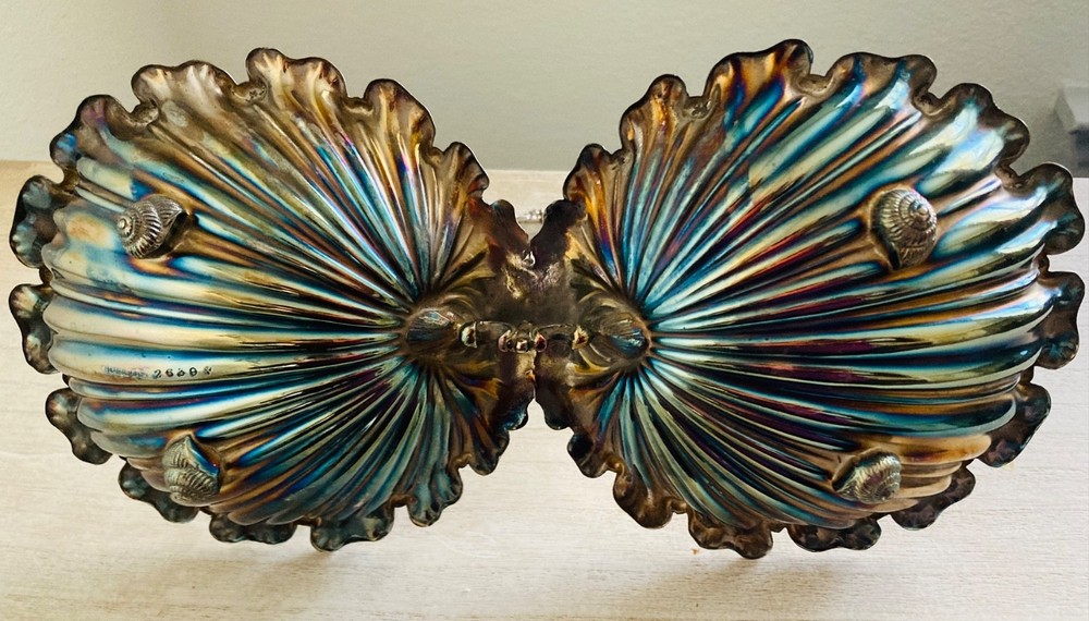 Victorian Breakfast Tea Silver Plated Biscuits Server Shells and Central Hanlde