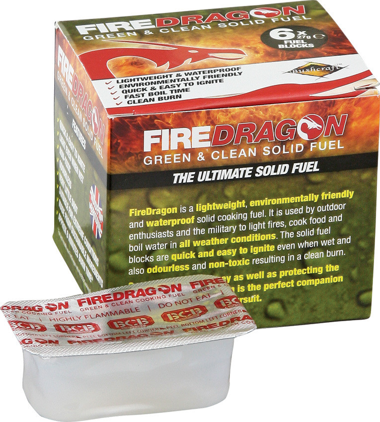Bushcraft FireDragon Solid Fuel 6pk ORMD Knife CN336A Lightweight, environmental
