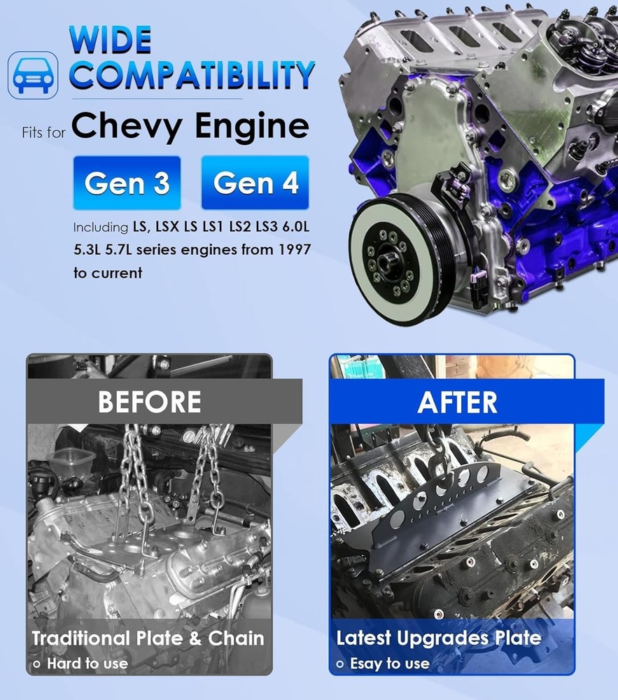 Precision LS Engine Lifting Plate for Easy Installation - Fits LS1, LS2, LS3