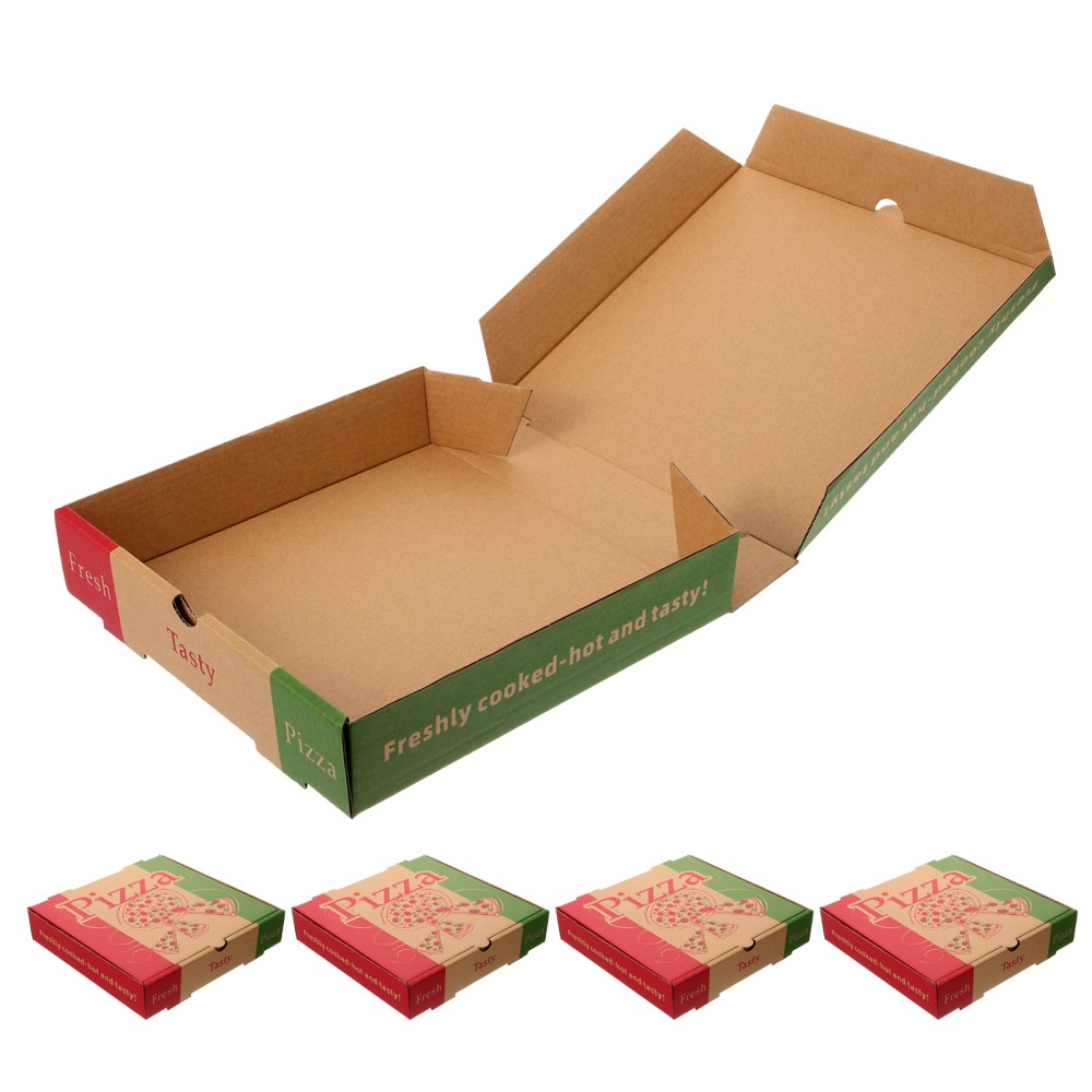 5 Pcs Pizza Packaging Box Folding Container Fodable Containers Case