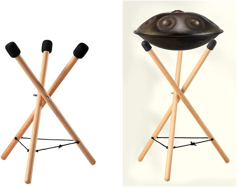 Handpan Drum Stand, Solid Wood Adjustable Triangular Extendable Snare Holder Bra