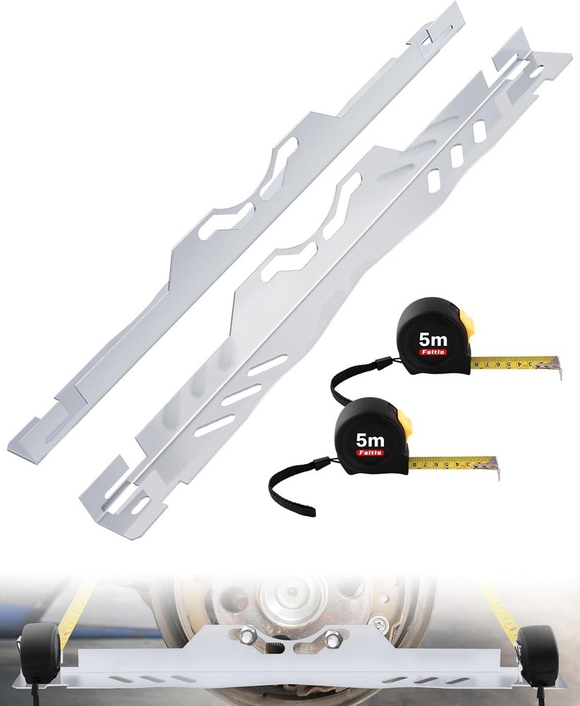 Sturdy Silver Toe Alignment Plates - Quick Alignment Tool with 2 Tape Measures