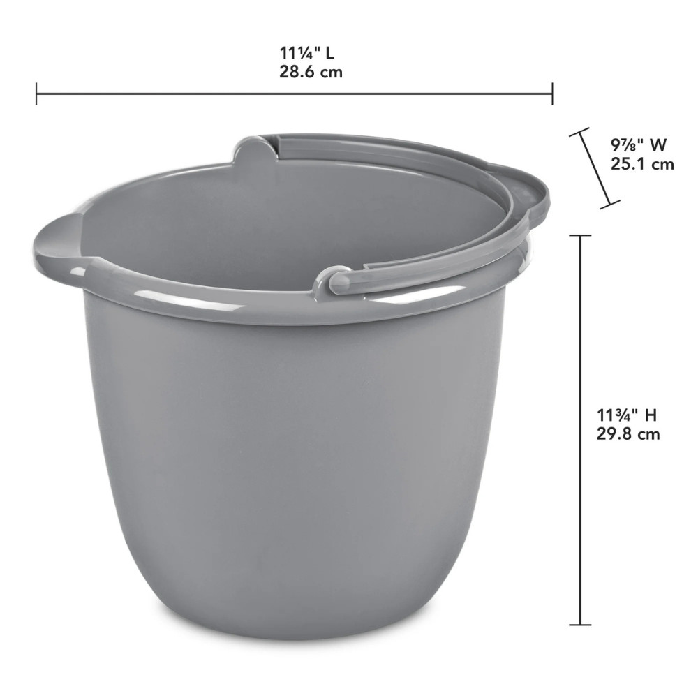 Sterilite 10 Qt. Spout Pail Classic Titanium Durable Plastic Bucket with Handle