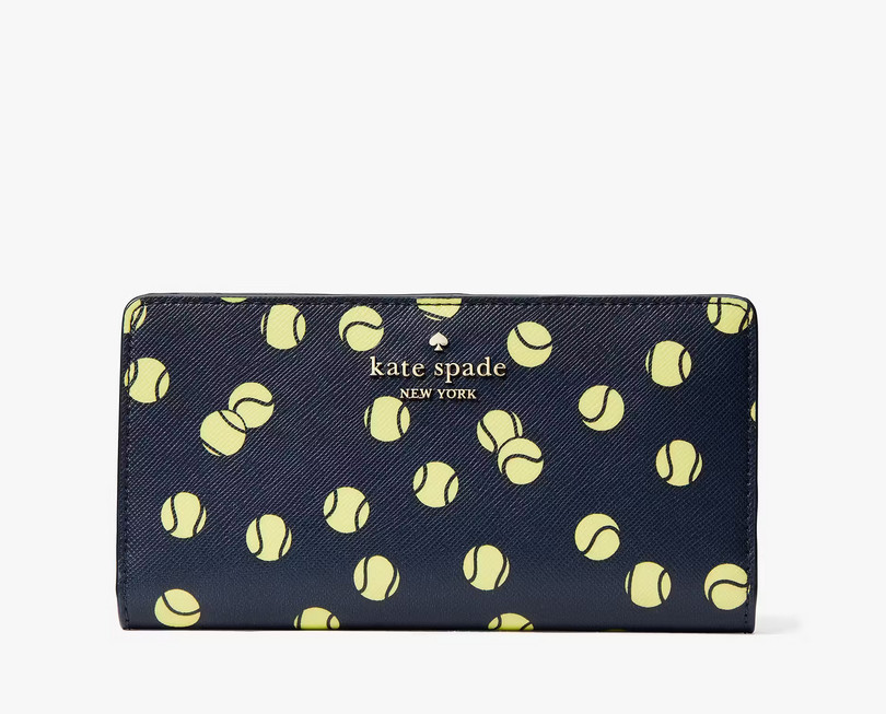 Kate Spade Tennis Toss Large Slim Bifold Wallet - Blazer Blue Tennis Balls KF497