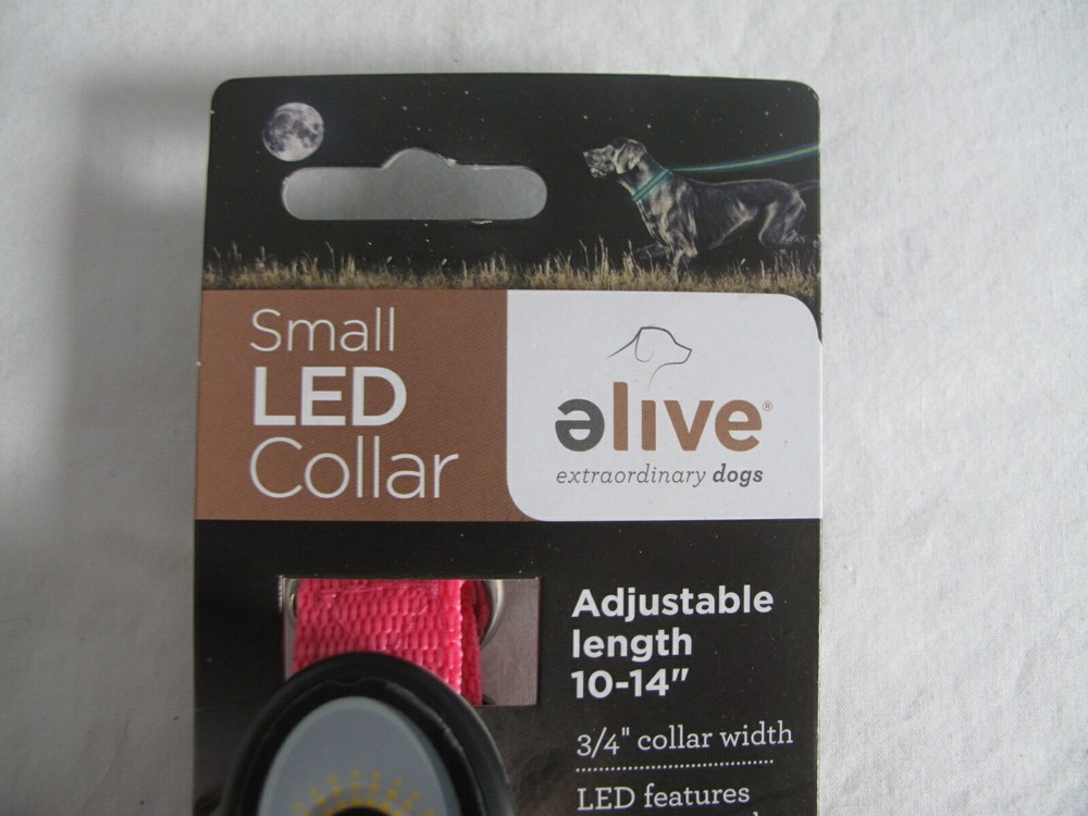 (1) NEW elive Small LED Collar PINK - Adjustable Length 10-14" - Width 3/4"