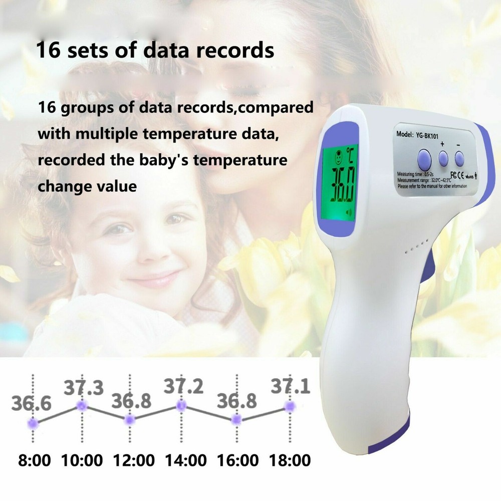 Digital LCD Infrared Thermometer Non-contact Forehead Temperature, 10-pack