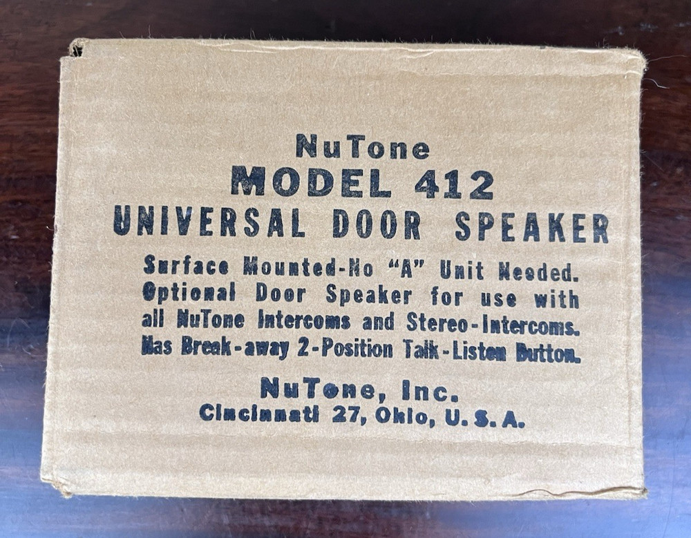 NOS NuTone Model 412 Universal Door Speaker Surface Mounted No "A" Unit Needed