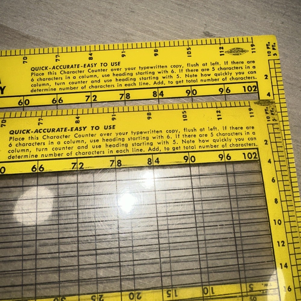 Plastic template character counter For Elite & Pica Typewritten Copy