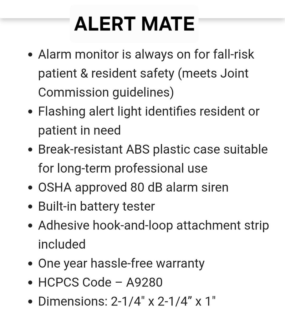 Secure Alert Mate SAM1 Fall Prevention Alarm Flashing Light Pull String Security