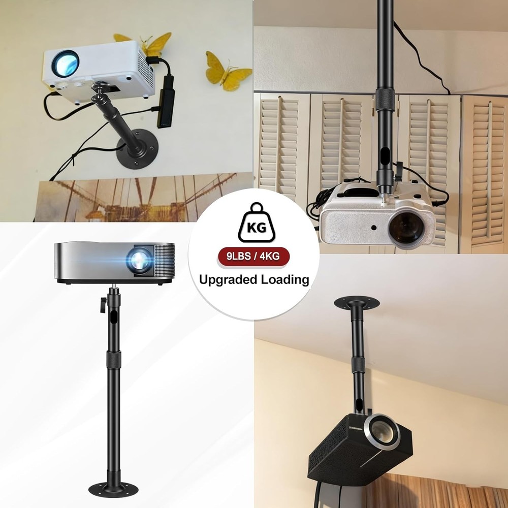 Versatile Projector Mounting Solution - Ceiling/Wall with 360° Swivel Adjustment