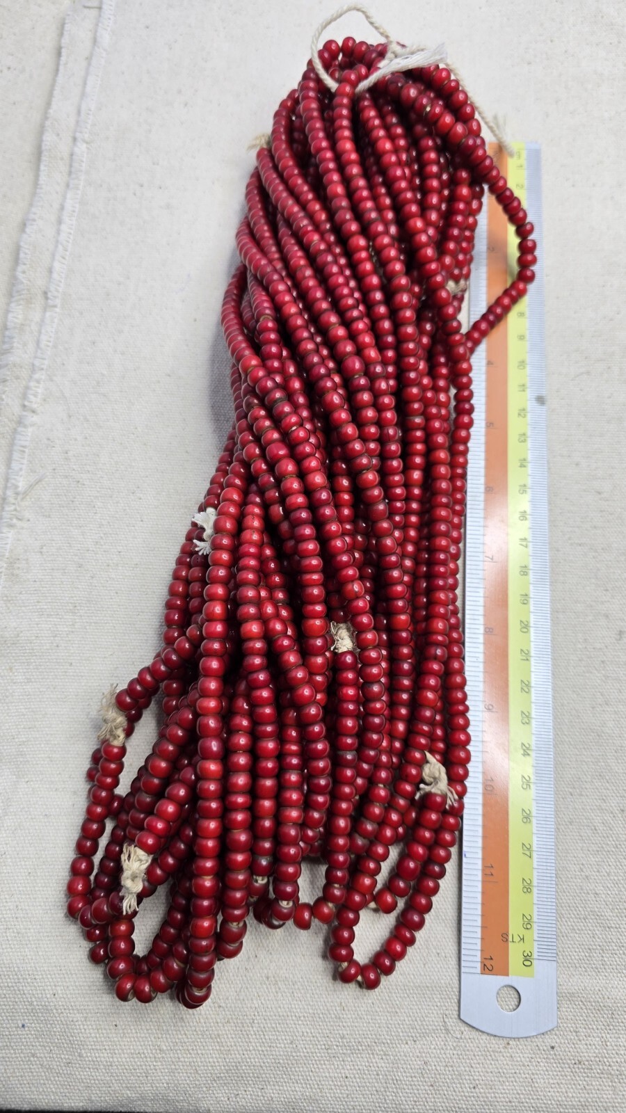 7-8mm Antique Venetian White Heart Trade Beads Long Strand