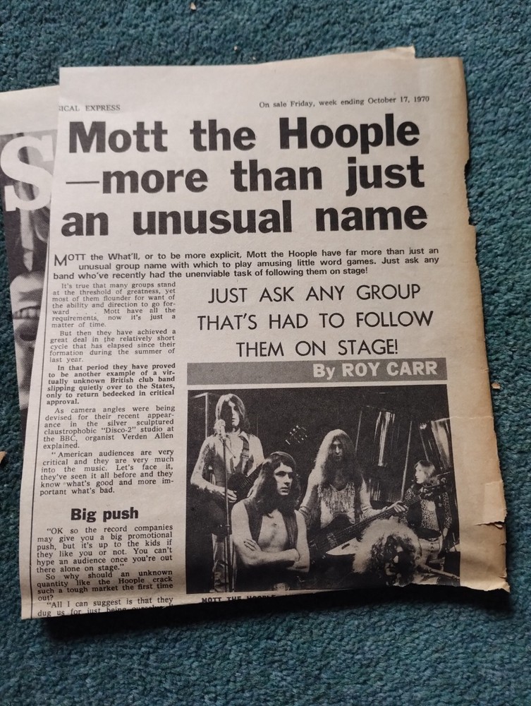Sk32 Ephemera 1970 Pop Article Mott The Hoople