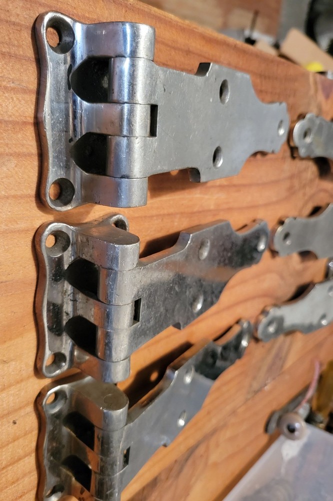 7 Large Ice Box Hinges Chrome Off Set Hinge