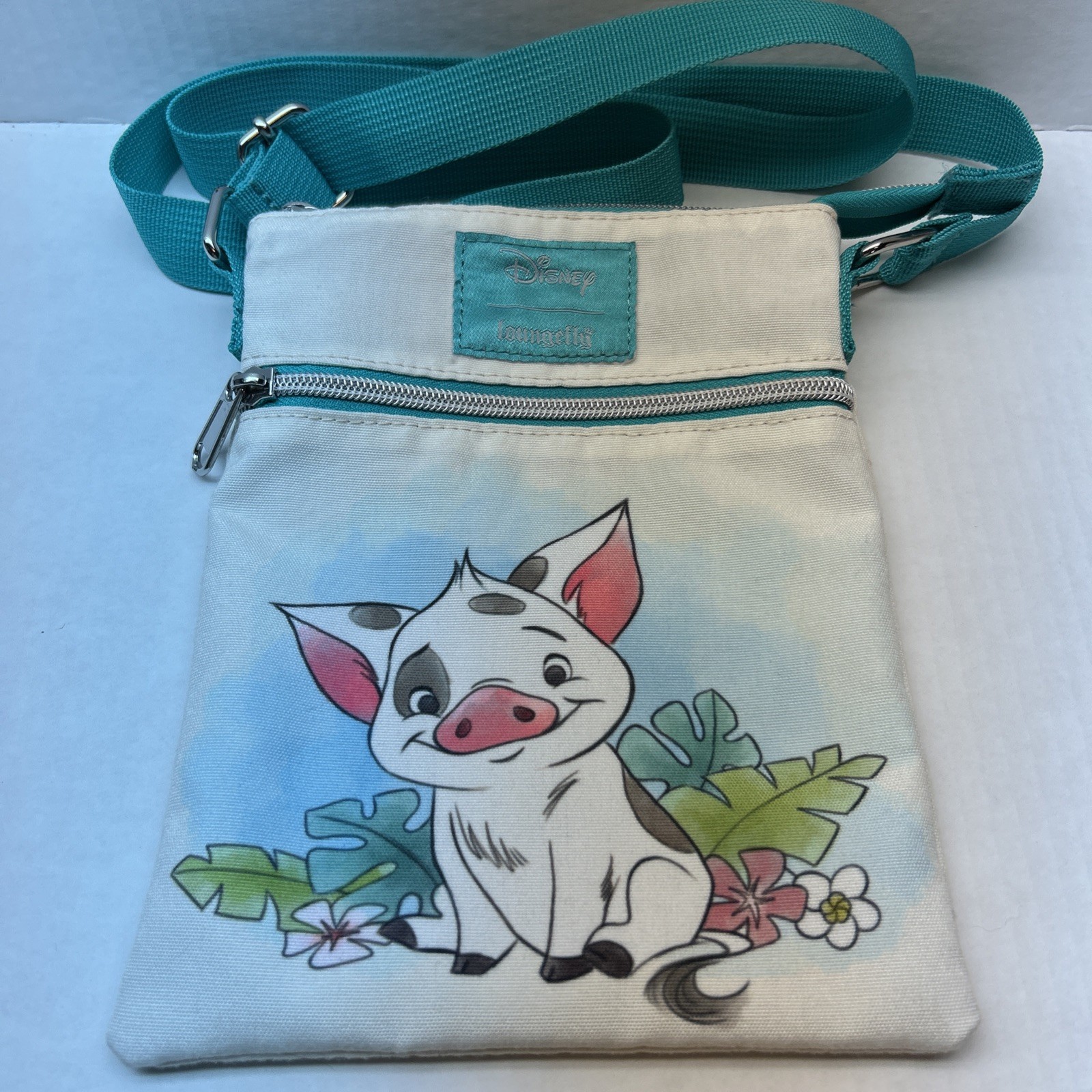 Loungefly Disney Moana Pua & Hei Hei Watercolor Passport Crossbody Bag