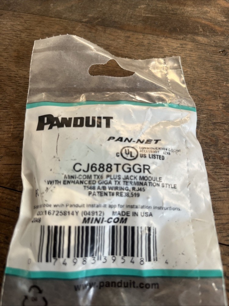 NOS PANDUIT CJ688TGGR Mini-com TX6 Plus Jack Module