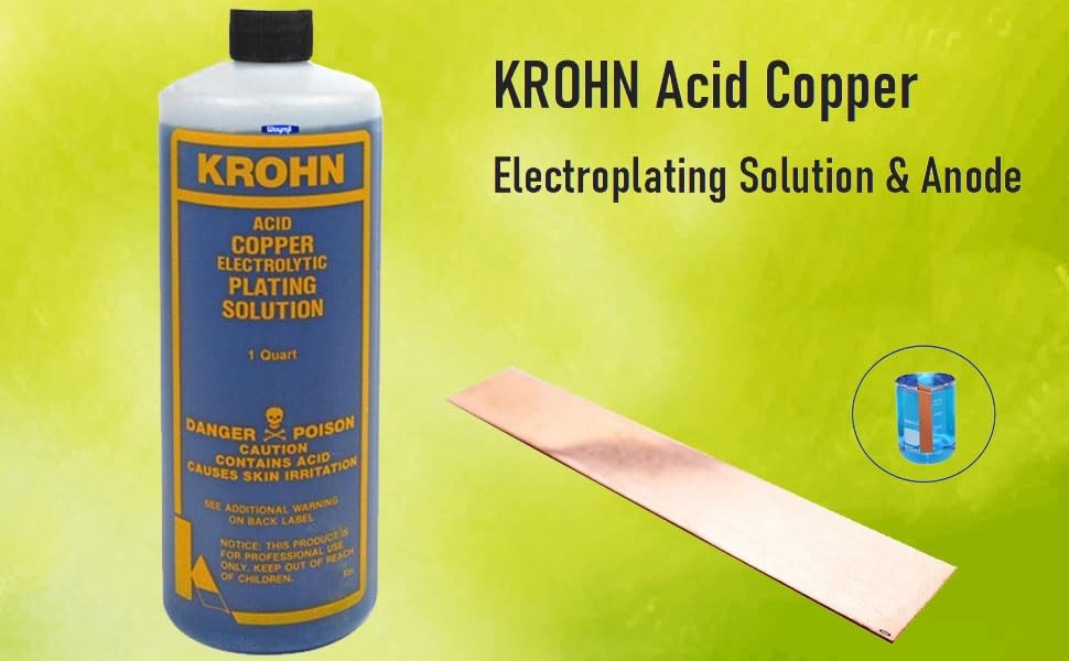 Krohn Acid Copper Electroplating Kit – 1 Quart Copper Plating Solution with P...