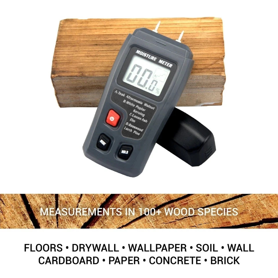 Digital LCD Wood Moisture Meter Detector Tester Wood Firewood Paper Cardboard
