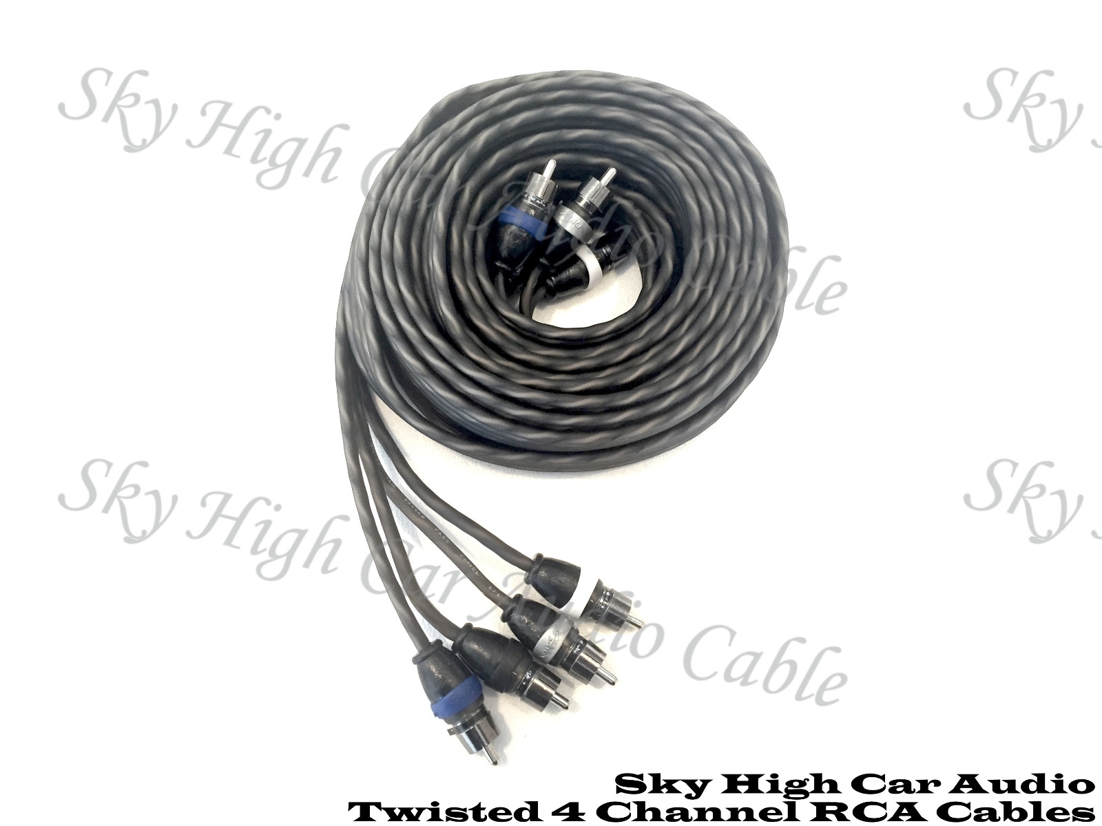 Sky High Car Audio 4 Channel Twisted 12 ft RCA Cables Coated 12' OFC Four
