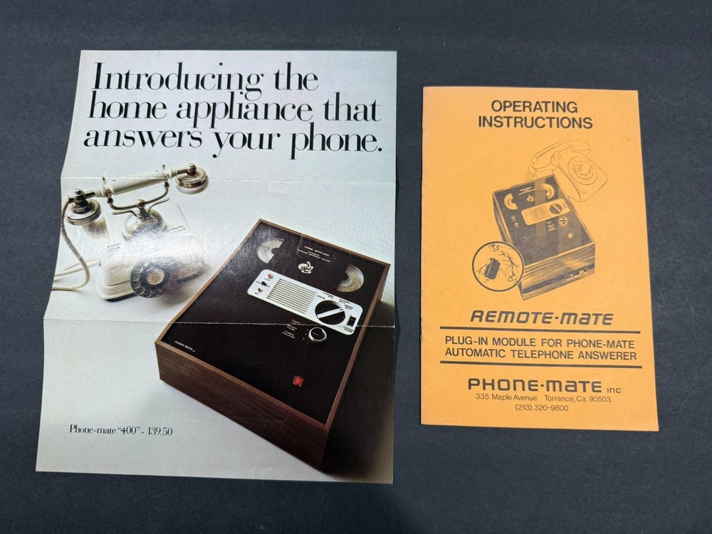 Phone-mate 400 Answering Machine Instructions & Brochure