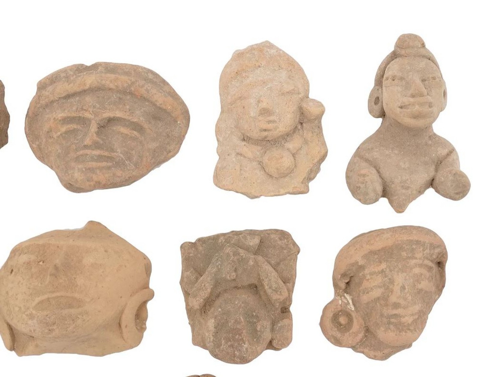 GROUP OF 24 OLD PRE COLUMBIAN STYLE TERRACOTTA FRAGMENTS OF DEITIES