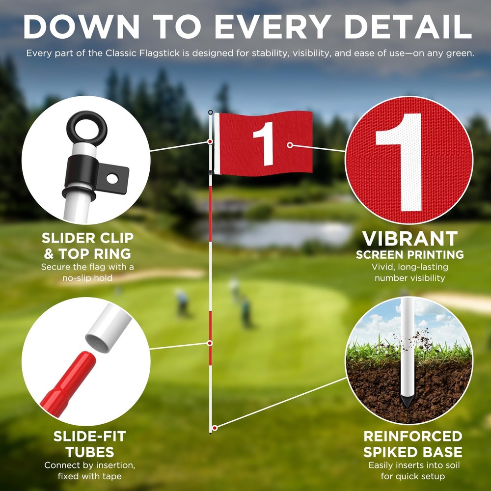 6ft Golf Flagstick Basic, Portable Five-Section Design for Backyard Practice ...