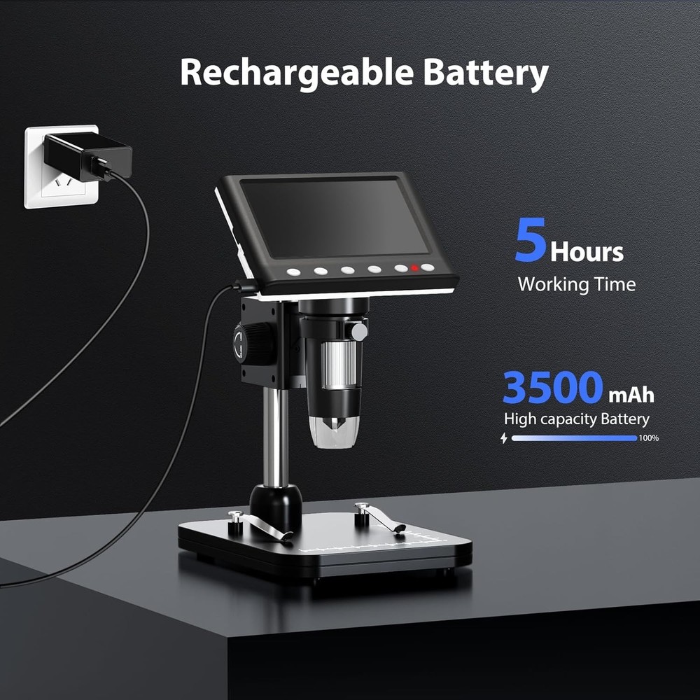 Hayve 4.3'' IPS Coin Microscope, 1000X Magnification Digital Microscope Black