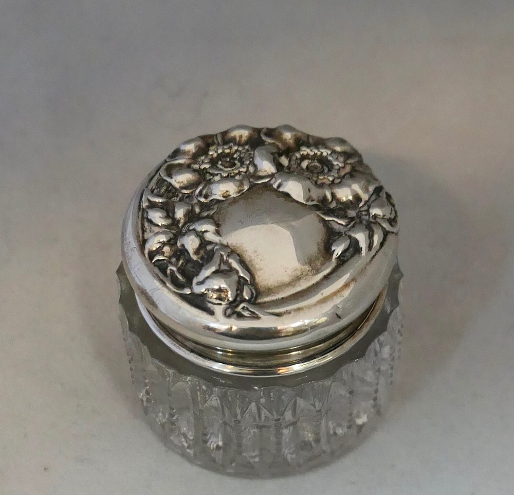 Miniature Sterling & Crystal Vanity Jar