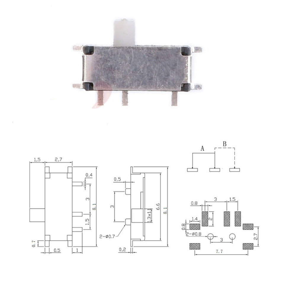 7-Pin 2-Shift/8-Pin 3 Shift MINI Slide Switch SMD Toggle Switch MSK-12C02/MSK-02