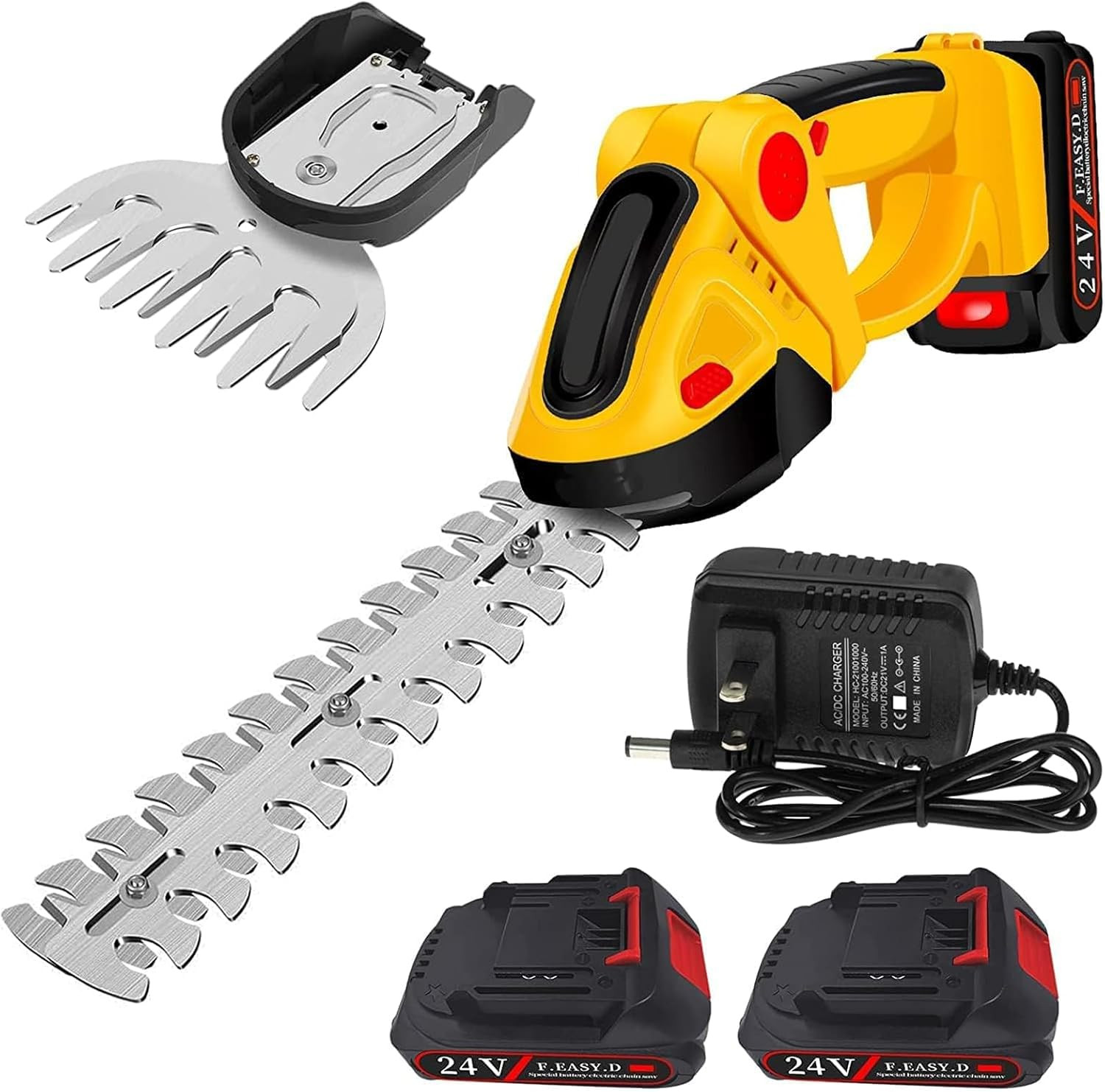 Handheld Electric Cordless Hedge Trimmer Grass Shear Bush Trimmer w/ 2x Battery