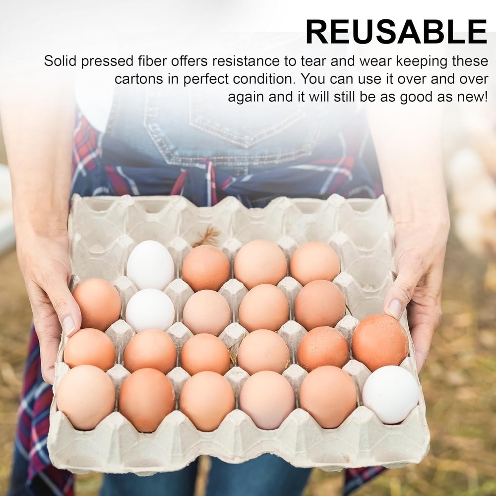 30 Egg Flat Tray Pulp Fiber Reusable Stackable Extra Large Egg Crate Made in USA
