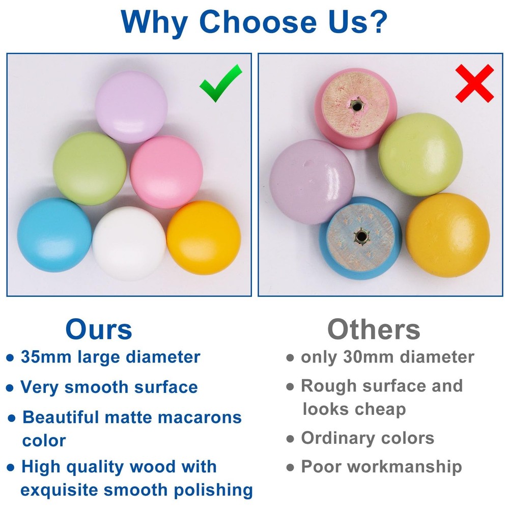 Wooden Cabinet Knobs 6 Pack, Wood Dresser Knobs Kitchen Cabinet Knobs Modern ...