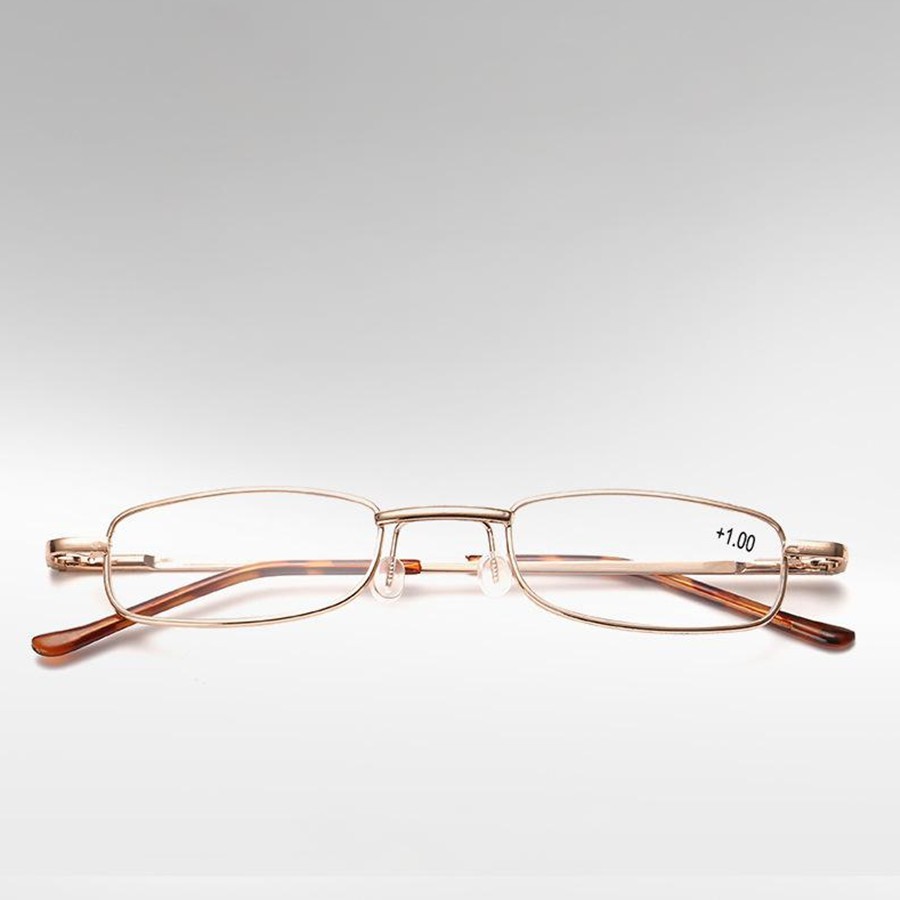 Reading Glasses Reader Spectacles Small Metal Frame Eyeglass With Case +1.0～4.0