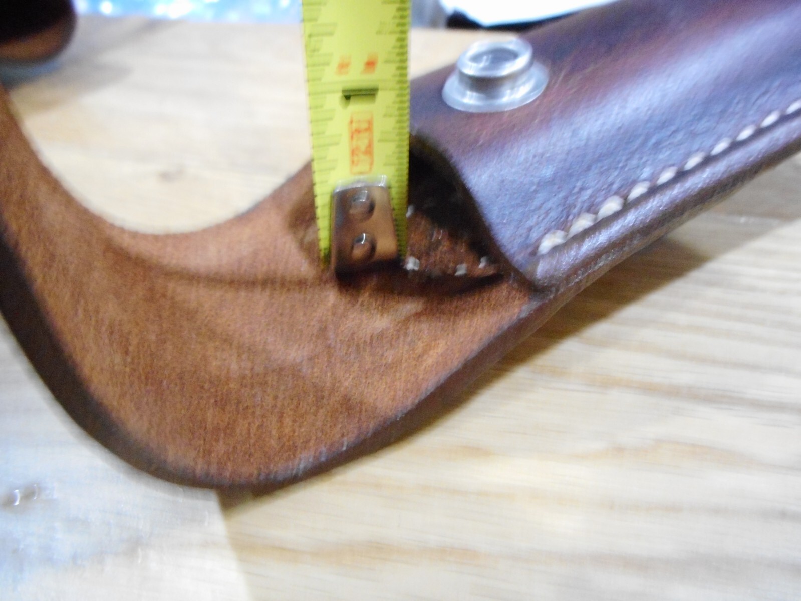 Buck 110 custom leather knife sheath. Brown. Tooled flap. Sheath only