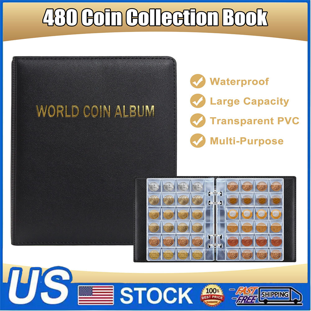 480 Coin Holder Collection Storage Collecting Money Penny Pockets Album Book