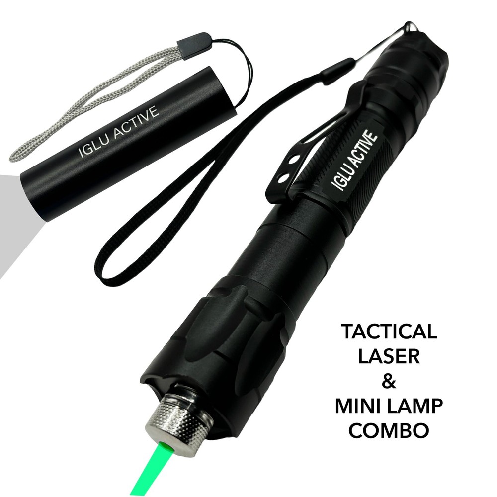 GREEN LASER POINTER High Power + Free Pocket Flashlight and Case